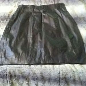 Black leather mini skirt